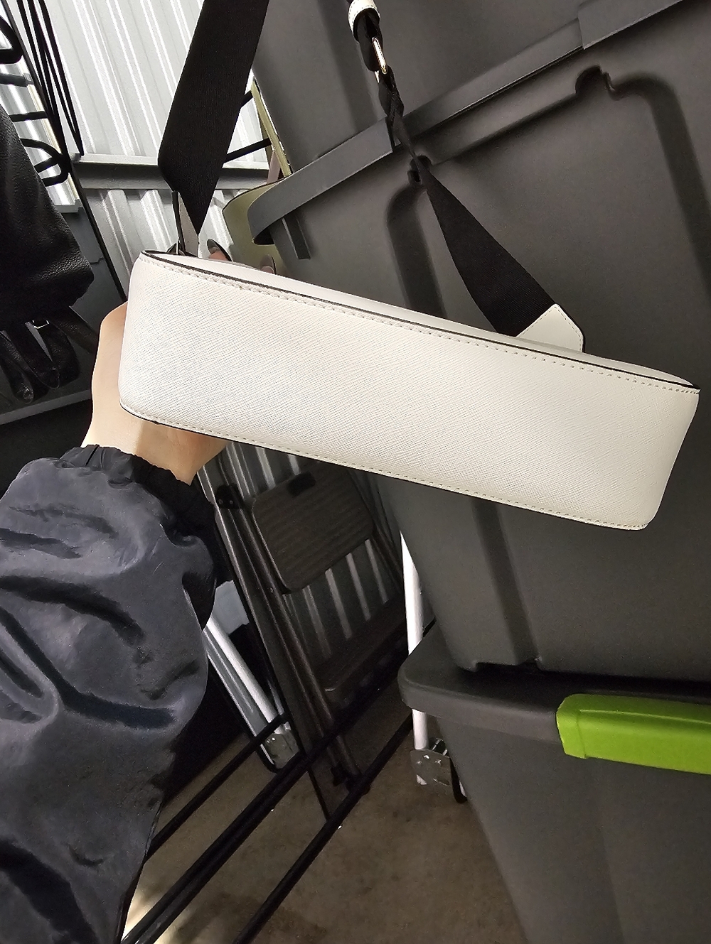 DKNY White Leather Crossbody with Black Strap - Picture 7 of 7